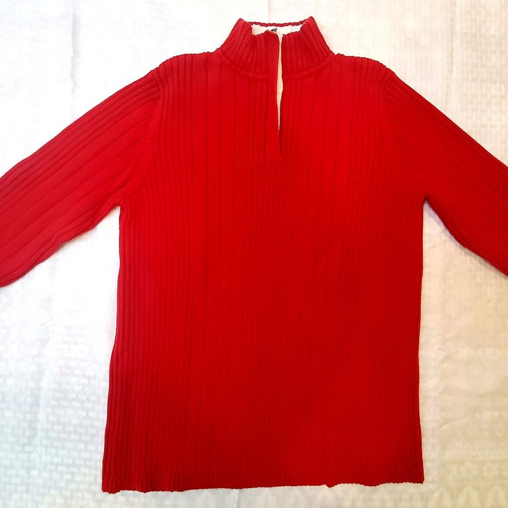 Red Sweater, Quarter Zip Top, Size M